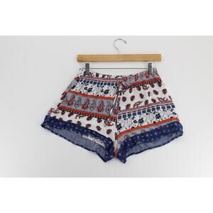 Orange Creek paisley‎ floral patchwork elastic pull on shorts womens large boho